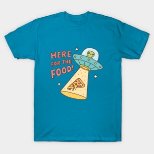 Alien Here For The Food Pizza Funny Doodle T-Shirt